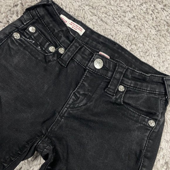 True Religion Halle Jeans Womens Sz 26 (Actual 24x23) Black Skinny Stretch Denim - Picture 1 of 14